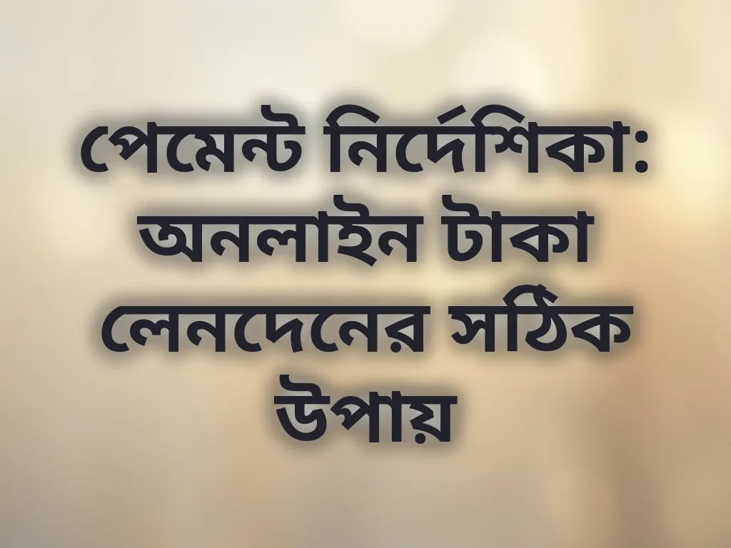 পেমেন্ট নির্দেশিকা: অনলাইন টাকা লেনদেনের সঠিক উপায়